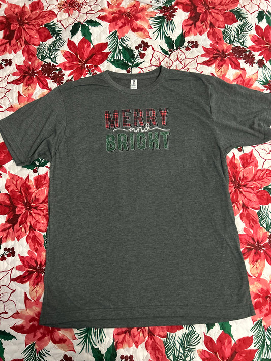 Short Sleeve "MERRY and BRIGHT" Christmas Shirt