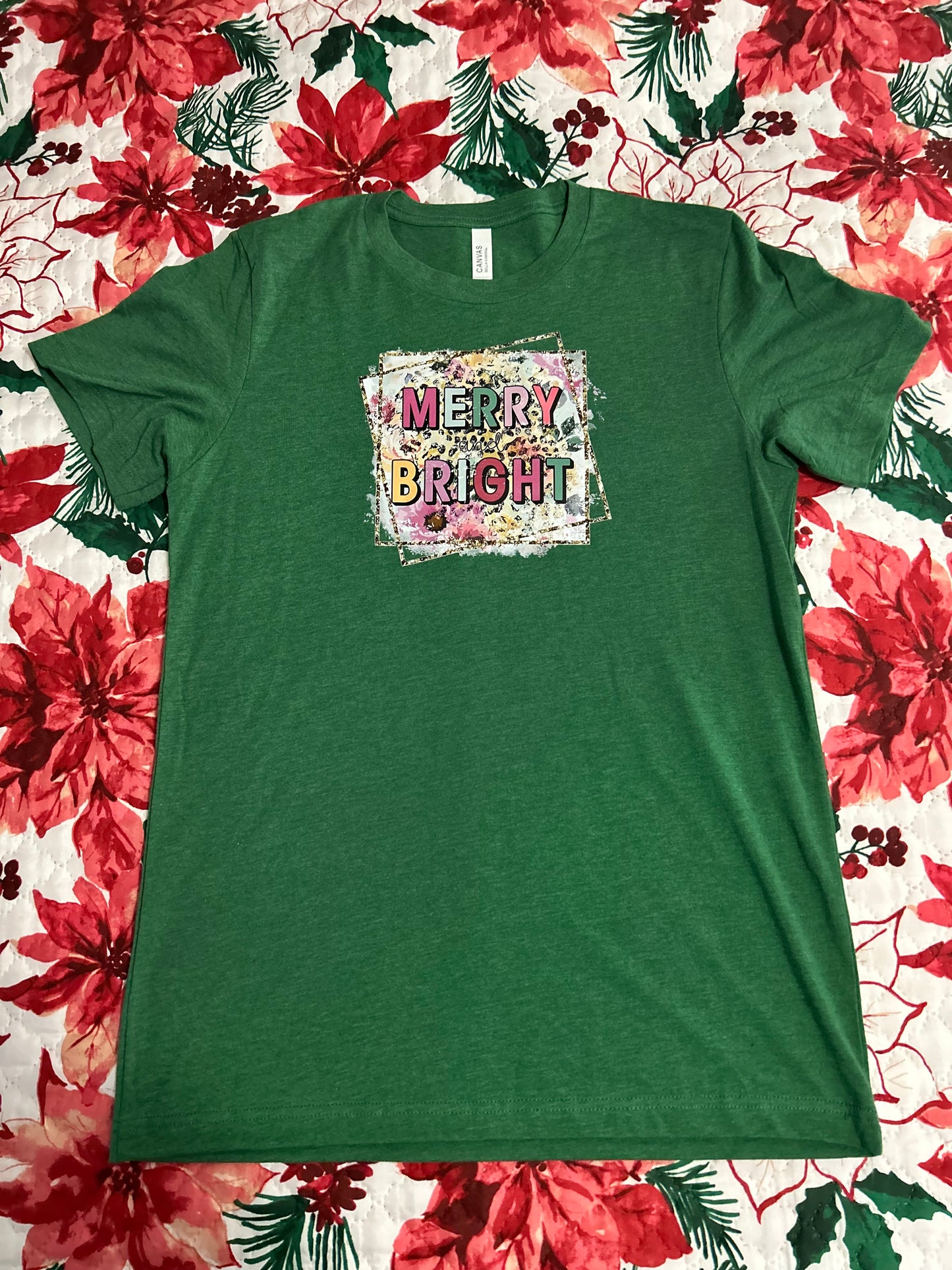 Short Sleeve "MERRY and BRIGHT" Christmas Shirt