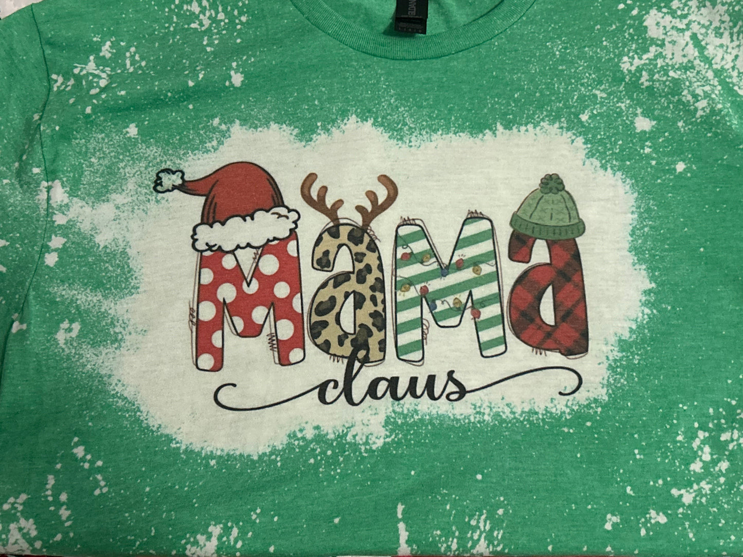 Bleached Short Sleeve "MAMA CLAUS" shirt