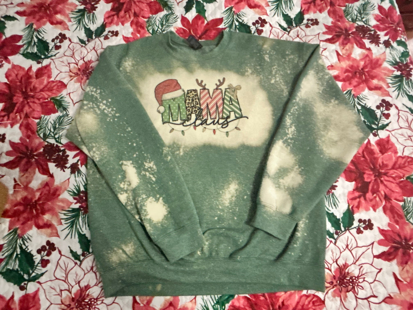 Bleached Long Sleeve "MAMA" Christmas Sweatshirt