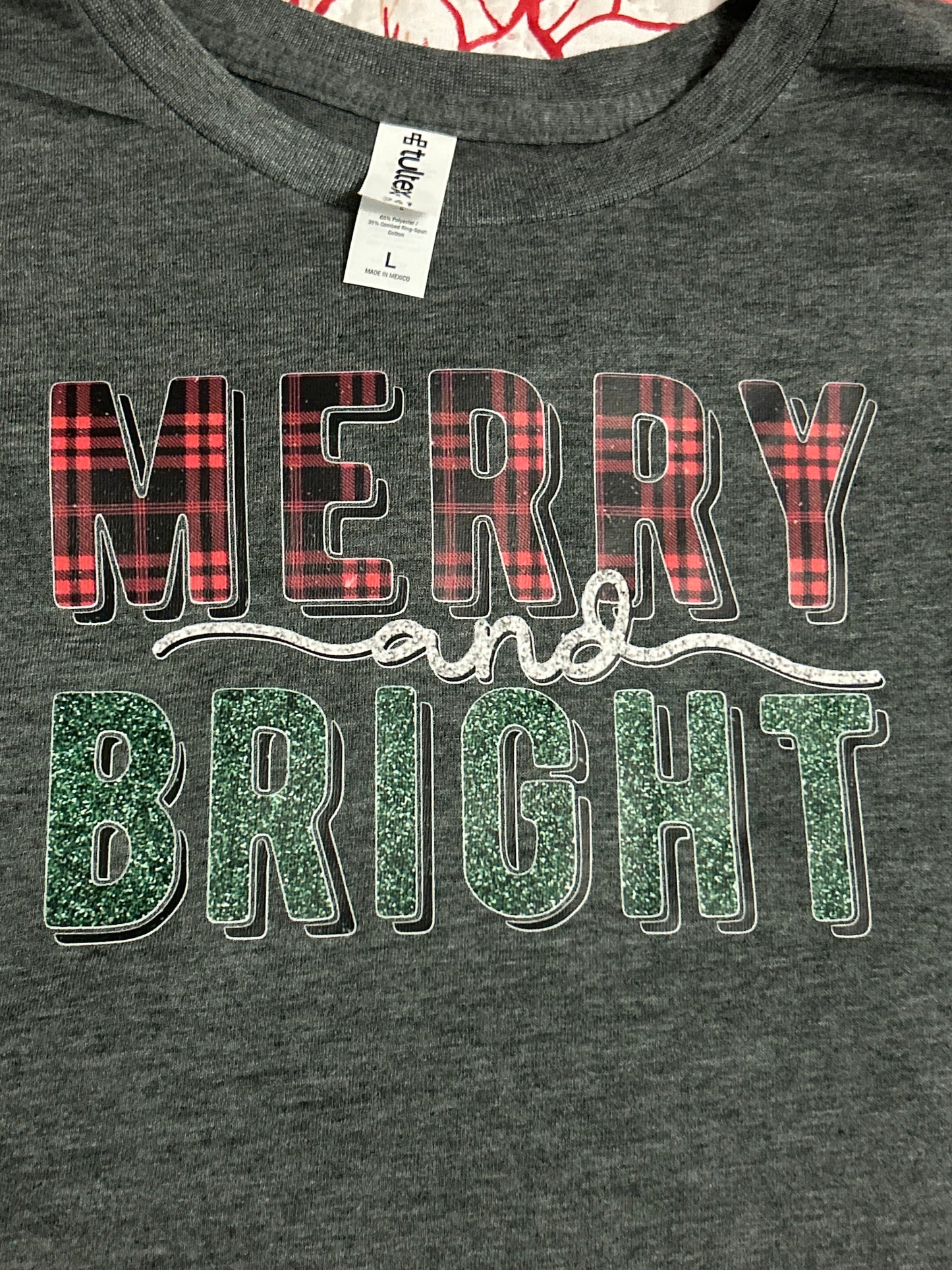 Short Sleeve "MERRY and BRIGHT" Christmas Shirt