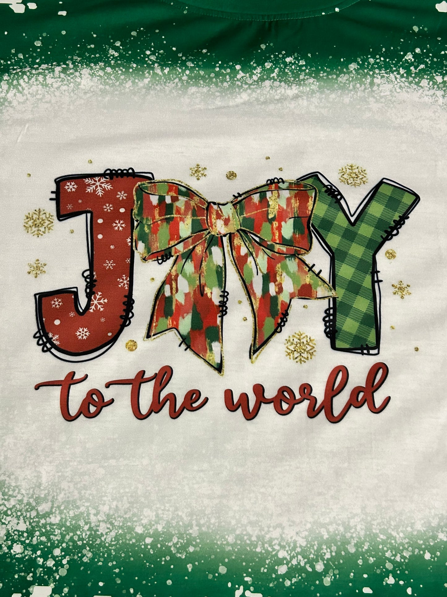 Faux Bleached Short Sleeve "Joy to the World" Shirt